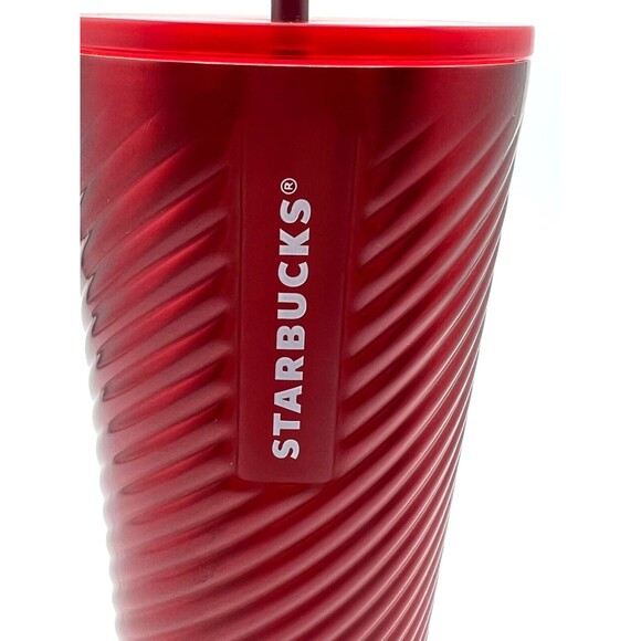 Starbucks Winter 2022‎ Holiday Red Swirl Stainless Steel Tumbler Cold Venti 24oz - Picture 13 of 16